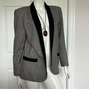 Vintage Black and White Houndstooth Blazer Jacket